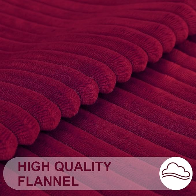 Simmore Decorative Euro Sham Throw Pillow Covers 22x22 Set of 2, Soft Natural Plush Flannel Double-Sided Fluffy Couch Pillow Covers for Sofa Living Room, Burgundy
