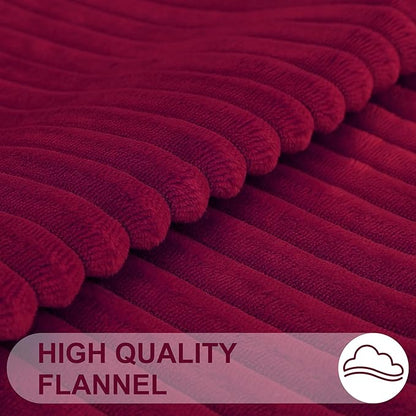 Simmore Decorative Euro Sham Throw Pillow Covers 22x22 Set of 2, Soft Natural Plush Flannel Double-Sided Fluffy Couch Pillow Covers for Sofa Living Room, Burgundy