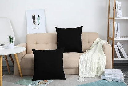 TangDepot Handmade Decorative Solid 100% Cotton Canvas Throw Pillow Covers/Pillow Shams, (12"x12", Black)