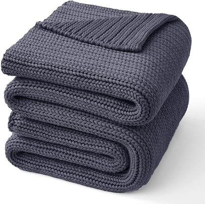 Guohaoi Knitted Weighted Blanket for Adults (Dark Grey 48"x72" 20lbs) No Beads Cooling Throw Blanket for Hot Sleepers, Home Decor Breathable Chunky Knit Heavy Blanket Use on Full Size Bed