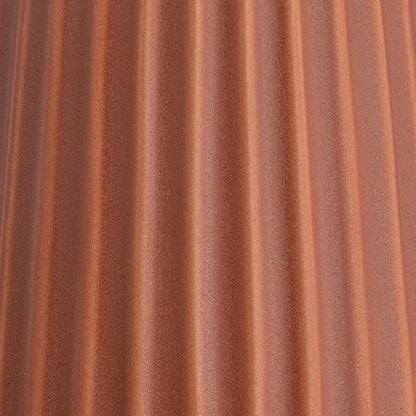 Bloomingville Round Stoneware Fluted Vase with Embossed Lines, Matte Terracotta