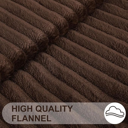 Simmore Decorative Spring Euro Sham Throw Pillow Covers 22x22 Set of 2, Soft Natural Plush Flannel Double-Sided Fluffy Couch Pillow Covers for Sofa Living Room, Brown