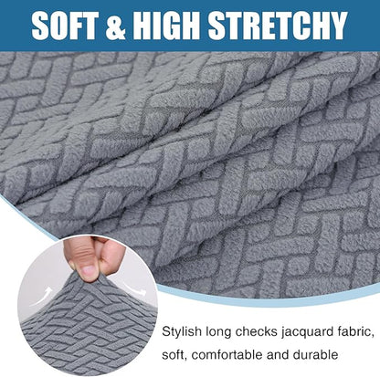 Smiry Waterproof Couch Cushion Covers, Stretch Jacquard Thick Sofa Cushion Covers, Washable Seat Slipcover Elastic Furniture Protector for Pets, Kid (2PC, Light Grey)