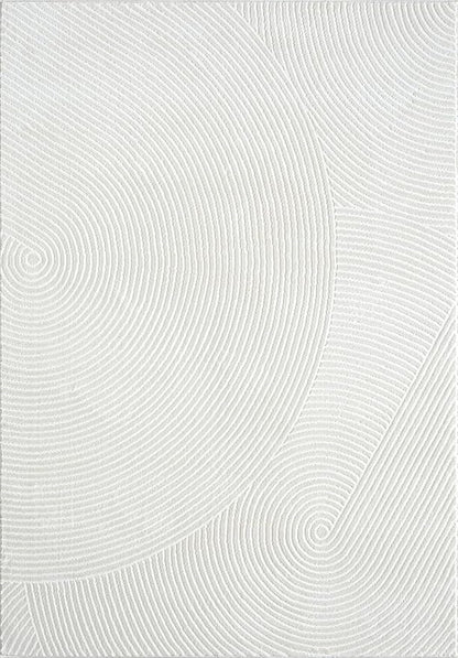 Abani Cream Area Rug 9' x 12' for Living Room, Bedroom - Zen Reiki Circles Pattern - Durable & Easy to Clean