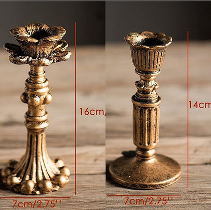 French Nostalgic Floral Resin Candle Holder Antique Bronze/Furniture Decoration/Retro Ornaments Candlestick (A)