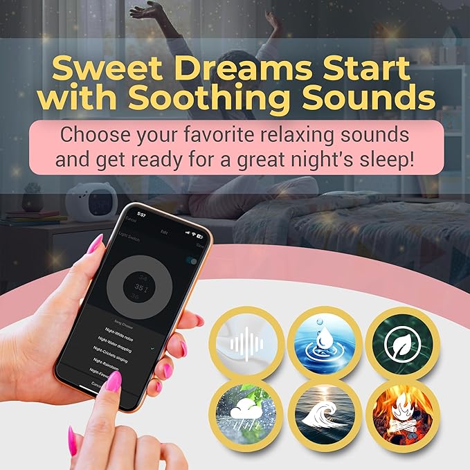 App-Controlled Kids Sleep Trainer - Color-Changing Night Light Alarm Clock with Sounds, OK-to-Wake Toddler Clock, USB-C Corded with Backup Battery, Gift for Boys & Girls - Cat Alarm Clock for Kids