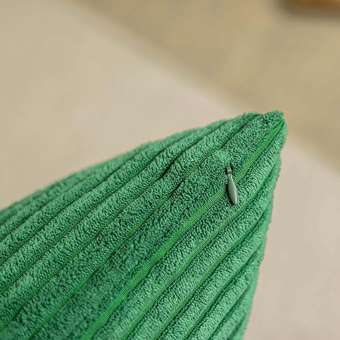 Home Brilliant Super Soft Corduroy Spring Decorative Pillow Covers 24x24 Euro Shams Covers 24 x 24 Throw Pillow Cover for Patio Couch Sofa Bedroom Decor, 60x60cm, Moss Green