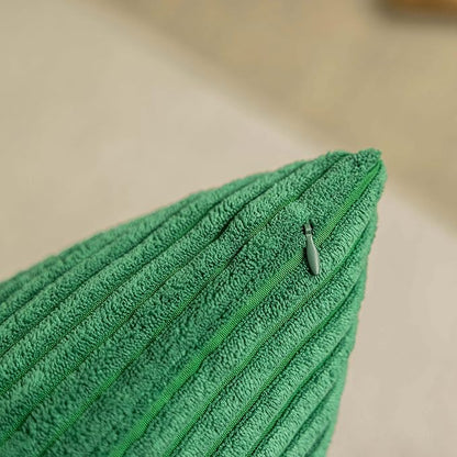Home Brilliant Spring Decorative Spring Pillow Covers for Couch Plush Corduroy Striped Green Throw Pillow Covers Set of 2 for Living Room Sofa Bed Decor, 45cm, 18 x 18 Inch, Green