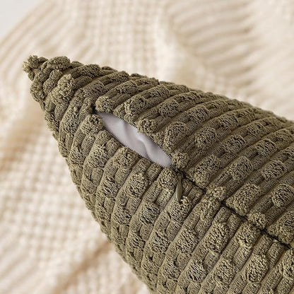 Kevin Textile 12x20 Inch Pillow Cover 1 Pack Boho Decorative Soft Striped Corduroy Lumbar Farmhouse Color Accent Rectangle Cushion Case for Living Room Couch Sofa Bed, Olive Green