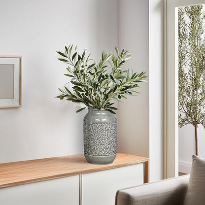 Ceramic Vase for Home Decor, 9 Inch Minimalist Decorative Vases for Flower, Centerpieces, Bookshelf, Tabletop, Living Room, Bathroom, Entryway, Coffee Table Decor, Grey
