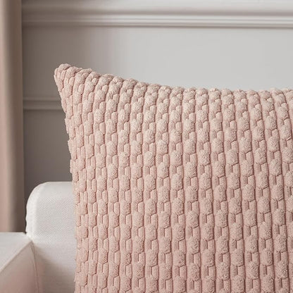 Kevin Textile 2 Packs Light Pink 26x26 Pillow Covers Euro Pillow Covers with Stripe Pattern Big Throw Pillow Covers for Valentines Day Gifts Couch Bedroom 66x66 cm