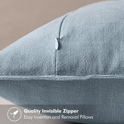 MIULEE Decorative Linen Euro Sham Pillow Covers 22x22 Inch Blue Grey Boho Farmhouse Neutral Couch Throw Pillows for Bed Pack of 2 Accent Coastal Modern Pillowcase Summer Sofa Livingroom Home Decor