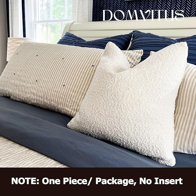 DOMVITUS Boucle Pillow Covers 20x20 Luxury Throw Pillow Covers Decorative Pillows for Bed Sofa Pillows for Living Room Accent Couch Soft Cushion Case, 1PC, Ivory