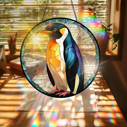 Bimkole Penguin Sun Catchers Indoor Window - Animals Acrylic Suncatcher Hanging Decoration for Living Room Bedroom Summer Home Balcony Outdoor Garden Ornaments Decoration 7.8x7.8 Inch