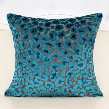 Alerfa Blue Floral Throw Pillow Cover 20 x 20 Inch Cut Velvet Sqaure Luxury Decorative Pillow Cover for Couch Living Room Bedroom
