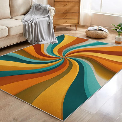 2x3 Retro Spiral Throw Rugs for Entryway, Washable Groovy 70s 60s Swiral Pattern Indoor Door Mat, Bedroom Kitchen Entrance, Non Slip Soft Thin, Abstract Art Decor Small Area Rug PF-P 56