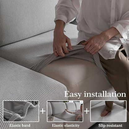 Sectional Couch Covers, Wear Resistant Stretch Sofa Covers Washable Soft Couch Cushion Covers Anti Slip Furniture Protector Sofa Slipcovers for Pets (1 Piece Oversized Sofa Cushion, Light Gray)