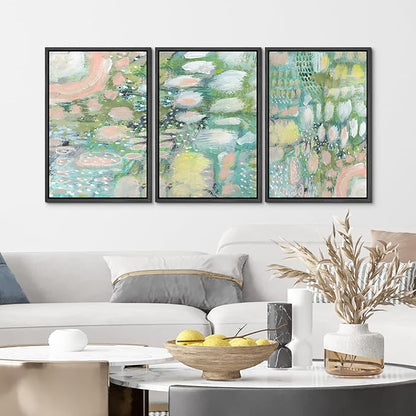 MUDECOR Framed Wall Art Print Set Vibrant Textured Abstract Multi-Colored Illustrations Modern Art Boho Decorative Colorful Chic for Living Room, Bedroom, Office - 24"x36"x3 Black