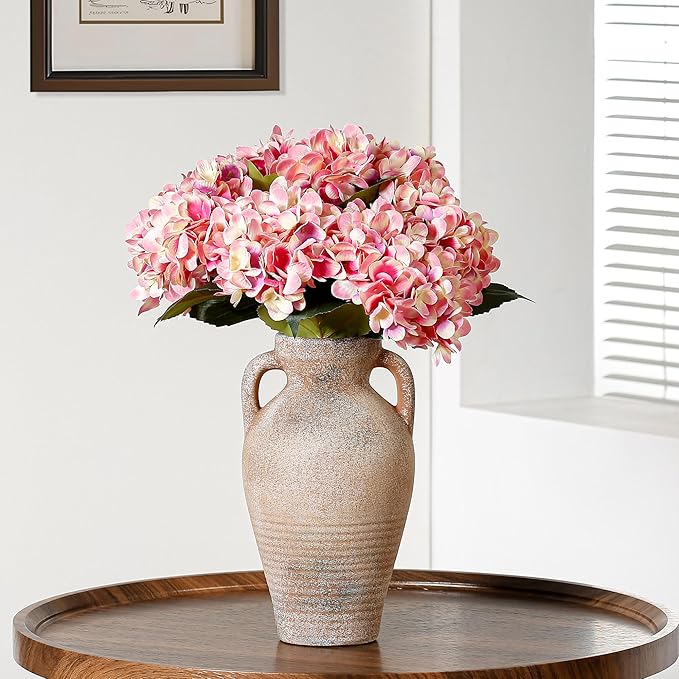 Ceramic Rustic Flower Vase, 10.83 Inch Pottery Modern Vase for Shelf, Tabletop, Vintage Farmhouse Home Decor for Coffee Table, Living Room, Mantle, Fireplace, Entryway