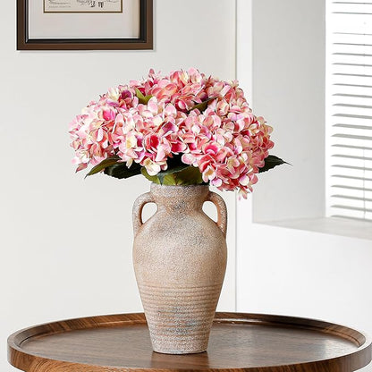 Ceramic Rustic Flower Vase, 10.83 Inch Pottery Modern Vase for Shelf, Tabletop, Vintage Farmhouse Home Decor for Coffee Table, Living Room, Mantle, Fireplace, Entryway
