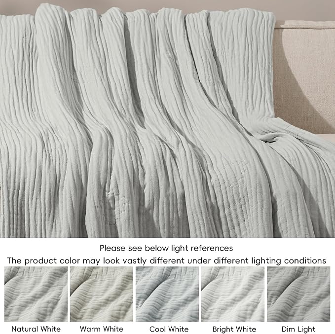 PHF Cooling Muslin Blanket King Size 104"x80", 6-Layer Lightweight Gauze Blanket Made from 35% Rayon Derived from Bamboo & 65% Cotton, Breathable & Ultra Soft Cozy for Hot Sleepers, Harbor Mist