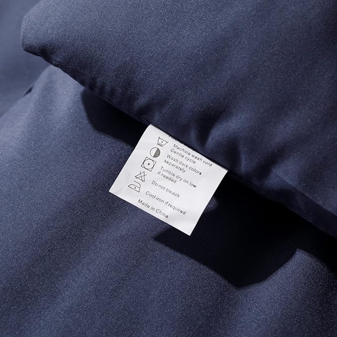 ROSGONIA King Size Comforter Set Navy Blue, 3pcs (1 Blue Comforter & 2 Pillowcases), All Season Bedding Soft Lightweight Bedspread Blanket Quilt