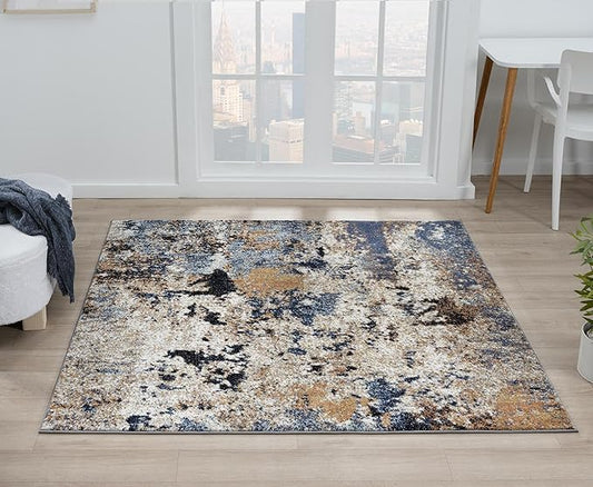 Keen Home Design Area Rugs - 10ft Round Non-Shedding, Abstract Rugs for Kitchen, Living Room, Bedroom, Dining Room, Entryway - Size: 10' Square, Multi