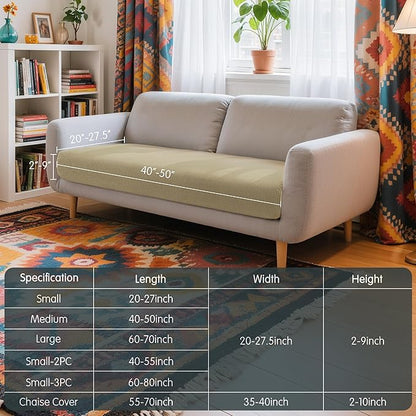 Hokway Couch Cushion Covers Stretch Cushion Covers Sofa Seat Cushion Slipcover Cushion Protector(Sand, Medium)