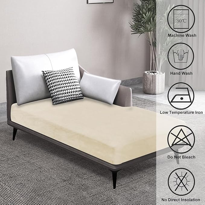 Couch Cover 1 Piece Chaise Lounge Cover Velvet Sectional Couch Cushion Covers Separate L Shape Sofa Slipcovers Furniture Protector for Dogs Pets (Chaise or Sofa 3-Seater, Milk White)