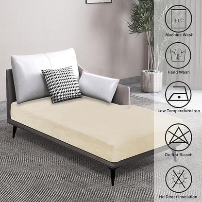 Couch Cover 1 Piece Chaise Lounge Cover Velvet Sectional Couch Cushion Covers Separate L Shape Sofa Slipcovers Furniture Protector for Dogs Pets (Chaise or Sofa 3-Seater, Milk White)