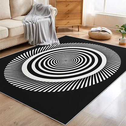 Black and White Circle Rugs for Entryway, 2x3 ft, Abstract Op Art Area Rugs for Bedroom Kitchen Entrance, Soft Non Slip Washable Modern Geometric Indoor Door Mat Home Decorations Dt-Ghf-31