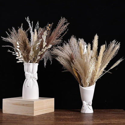 Frosted Porcelain Floral Handmade Vases,Frosted Ceramic vases,Geometric Ceramic Flower Vase for Modern Home Decoration and high-end Wedding,Matte Frosted Texture Bud Flower Vase (2pcs Set)