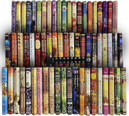 Hem Incense Sticks Variety Pack of 12 Randomly Selected Hexa Fragrances and Incense Stick Holder Bundle Total 240 Sticks