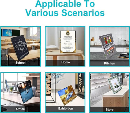 Boloyo Acrylic Book Stand Without Ledge,6 Inch 4PC Clear Acrylic Display Easel Transparent Display Stand Holder Tablet Holder for Displaying Pictures,Books,Artworks, CDs