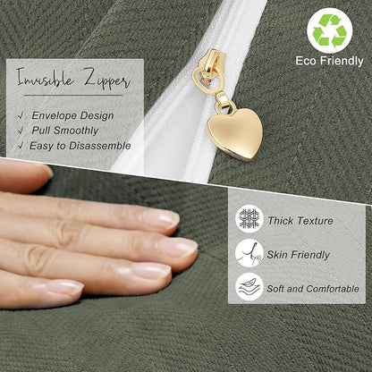 ZWJD Army Green Pillow Covers 18x18 Set of 2 Chenille Throw Pillow Covers with Elegant Design Soft and Luxurious Decorative Throw Pillows for Couch, Bed, and Home Decor