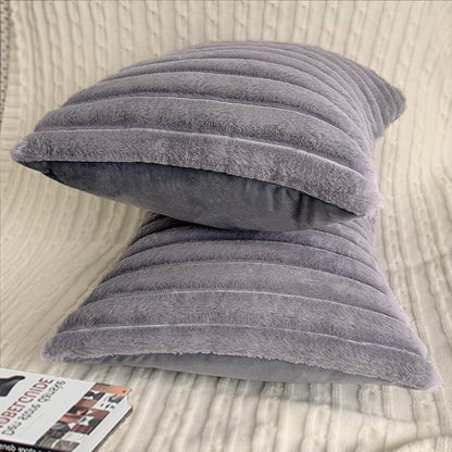 2 Pack 24x24 Pillow Cover Velvet Pillow Covers, Faux Fur Square Throw Pillow Covers for Living Room Decorations Throw Pillow Case, Throw Pillow Cover Cushion Cover for Home Sofa Bedroom Car, Grey
