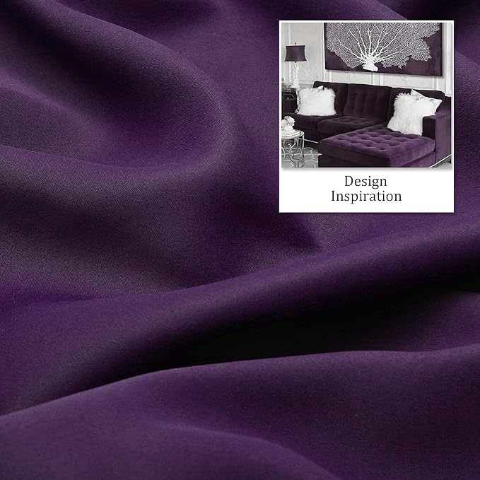 DUALIFE Dark Purple Blackout Curtain Panels for Small Window Treatment 54 Inch Length Set of 2 Panels Thermal Insulated Room Darkening Bedroom Curtains Drapes for Living Room 38x54 Inch