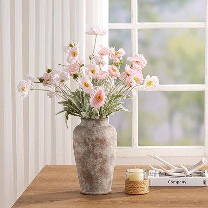 Ceramic Rustic Vase, 11 Inch Large Flower Vase Tall Farmhouse Decorative Vase Floral Pottery Vases for Home Decor Table Living Room Entryway Mantel Bedroom Bathroom Kitchen - Rustic