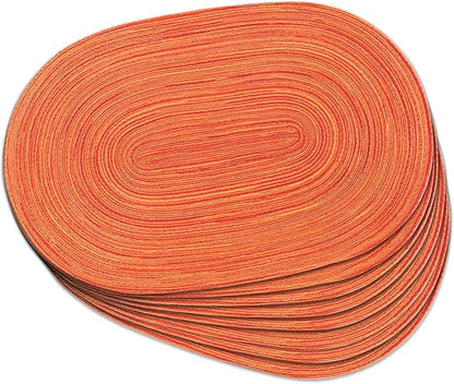 Noctiflorous Oval Braided Placemats Set of 8 Woven 12x18 Inch Non Slip Washable Heat Resistant Place Mats Tablemats for Dining Kitchen Party Daily Table Decor Dinner Mats (Fall Orange, 8)