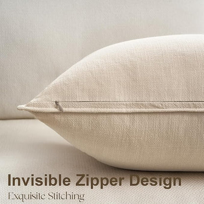 Pack of 4,Decorative Linen Soild Throw Pillow Covers Soft Accent Cushion Case Boho Farmhouse Neutral Pillowcase for Couch Sofa Bedroom Living Room Home Decor 12 x 20 Inch Brown