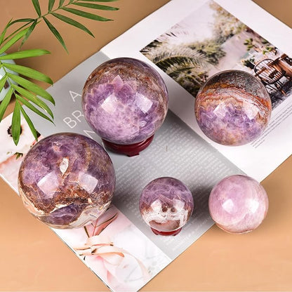 JIC Gem Extra Large Amethyst Agate Crystal Sphere Amethyst Decorative Crystal Ball Gemstone Sphere for Meditation Office Table Decorations 100-110mm
