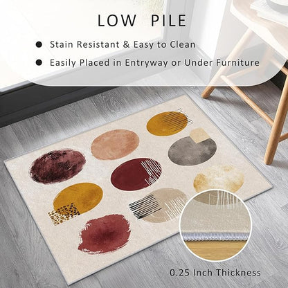 Boho Rug, 4x6 Area Rugs Ethnic Geometric Modern Abstract Pattern for Living Room, Bedroom, Boho Home Decor Accessories Indoor Carpet, Non Slip & Machine Washable