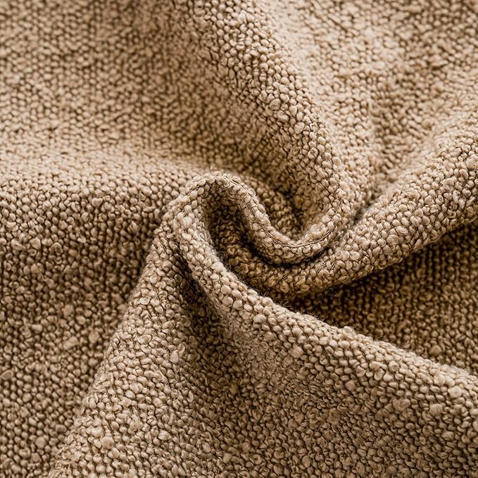 Foindtower Decorative Textured Boucle Throw Pillow Covers Accent Solid Pillow Cases Neutral Soft Cozy Couch Cushion Case for Chair Sofa Bedroom Living Room Home Decor 24 x 24 Inch,Taupe Khaki Camel