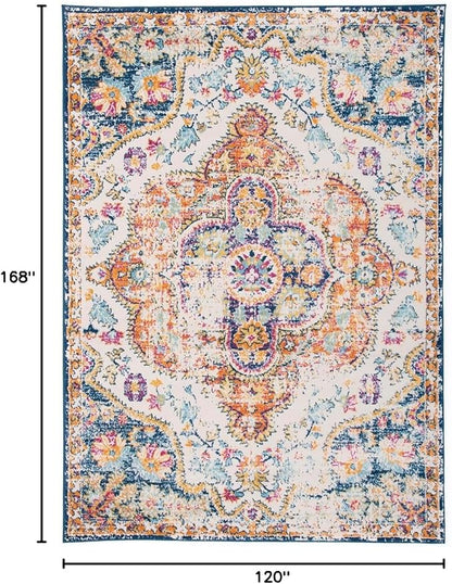 Rugshop Vintage Distressed Bohemian Area Rug for Living Room,Bedroom,Dining Room – Vibrant Multi-Color Tribal Design, 10' x 14'
