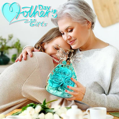 Beferr Valentines Day Rose Gifts for Her Women Mom Gifts for Birthday, Fresh Flowers for Delivery Prime Forever Preserved Rose in Glass Angel Figurine, for Grandma Wife Kids Daughter
