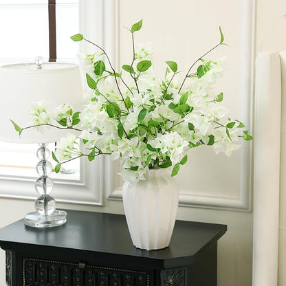 10PCS Bougainvillea Artificial Flowers 30" Silk Fake Bougainvillea Branches Faux Flowers Vines for Home，Garden，Wedding，Party，Indoor and Outdoor，Floral Arrangement and DIY Decor（White）