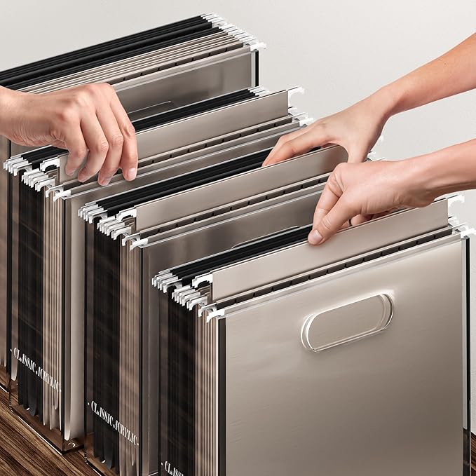 File Organizer for Desk - A Slim Acrylic Storage Box with Handles is great for Office Organization - This Modern Acrylic Magazine Holder makes a Great Gift for Home/Work Space