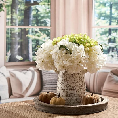 SIDUCAL Ceramic Rustic Vase with 2-Ear, 7.6 Inch Ice Cracked Vintage Pastoral Vase, Rustic Farmhouse Vases for Home Decor, Table, Living Room, Shelf Decor, Chinoiserie Decor, Brown Floral Pattern