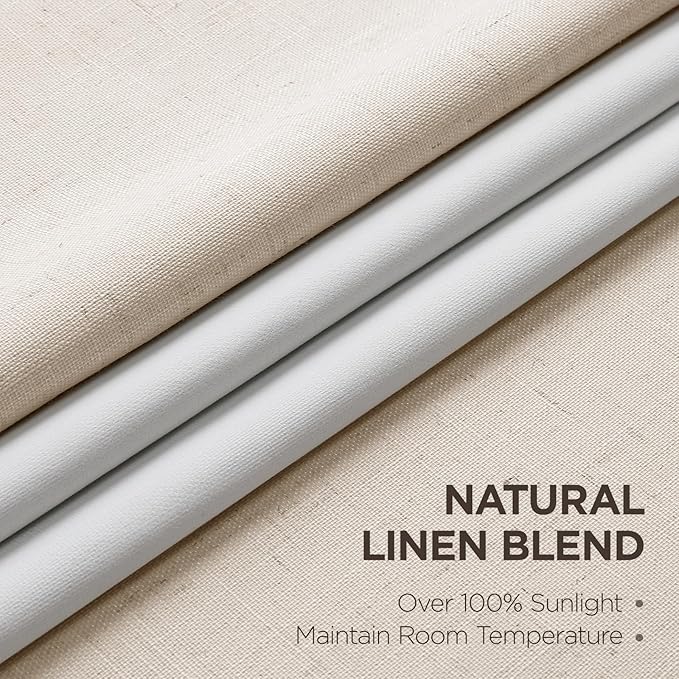 Joydeco Pinch Pleated Linen Curtains for Living Room, 100% Blackout Curtains 84 inches Long 2 Panel Thermal Insulated Pinch Pleat Drapes(Ecru,40'' Wx84'' L)