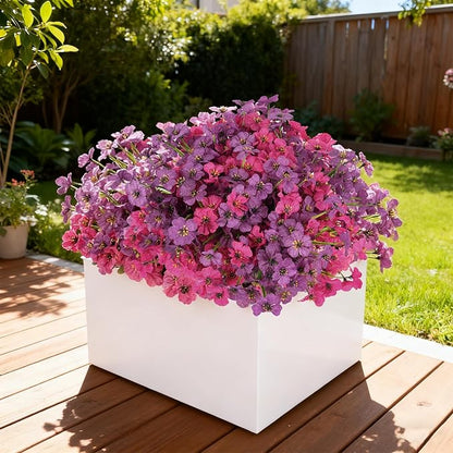 Artificial Flowers for Outdoor Faux Plants for Spring Summer Decoration, UV Resistant Realistic Silk Plastic Fake Flowers Garden Porch Patio Balcony Yard Front Home Decor, 24 Bundles